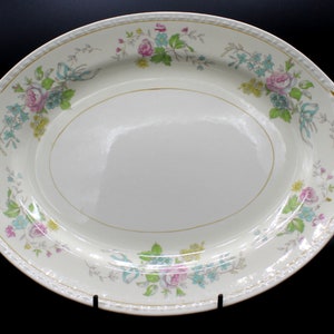 Vintage Homer Laughlin Schotel: Eierschaal Georgisch | Kasjmierpatroon | 11,5-inch ovale schotel | Elegant bloemmotief | Gouden rand
