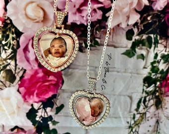 Spinning Heart PHOTO NECKLACE | Memorial Keepsake | Keepsake Necklace