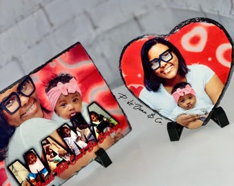 CUSTOM PHOTO SLATE with stand | Photo Keepsake | Decor