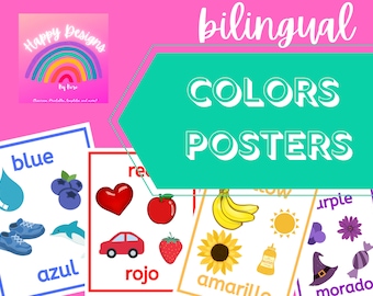 Bilingual Color Posters, Dual Language Classroom, Colores, PDF
