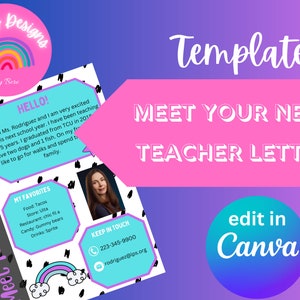 Meet the Teacher Letter Template, Editable in Canva