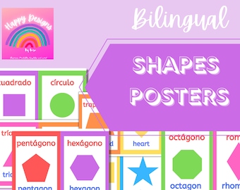 Bilingual Shapes Posters For Classroom, Dual Language, Daycare Decor