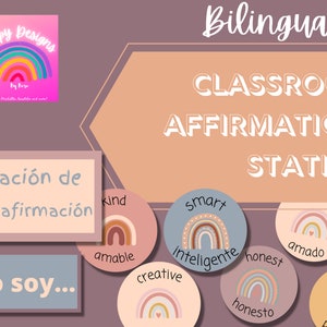 Affirmations bilingues Boho Rainbow, station d’affirmation. PDF