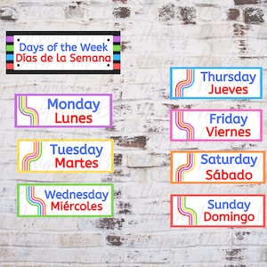 Days of the Week Posters, Bilingual, Dual Language Classroom Decor, - Etsy