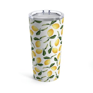 LEMONS Insulated Travel Tumbler 20oz | Spring Hot Cold Coffee Cup | Summer Mug