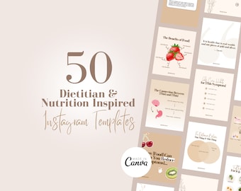 50 modelli di post Instagram Canva per dietisti e nutrizionisti / Modelli Instagram neutri / Modelli per social media / Modelli di post sulla nutrizione