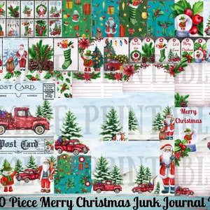 Merry Christmas Junk Journal Kit - afdrukbaar - kortstondig - sneeuwpop - digitale download - ATC-kaarten - pdf - gratis fysiek commercieel gebruik