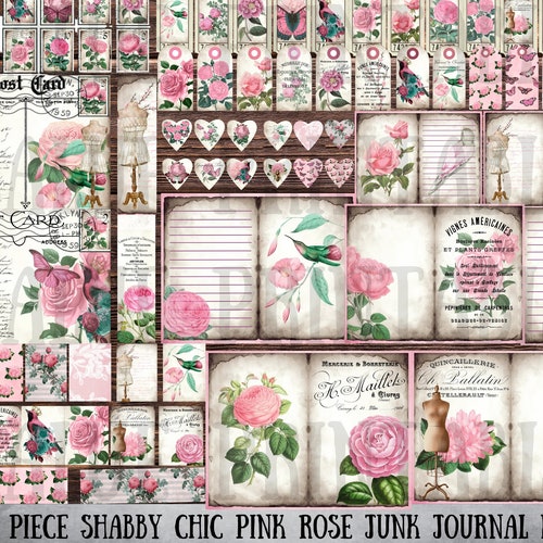 Shabby Chic Junk Journal Kit printable JPG Pages With - Etsy