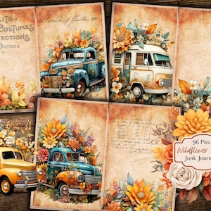 Kit de diário de outono Wildflower Junk - Páginas para impressão de outono - Ephemera - ATC - Download digital - JPG - Uso comercial físico gratuito