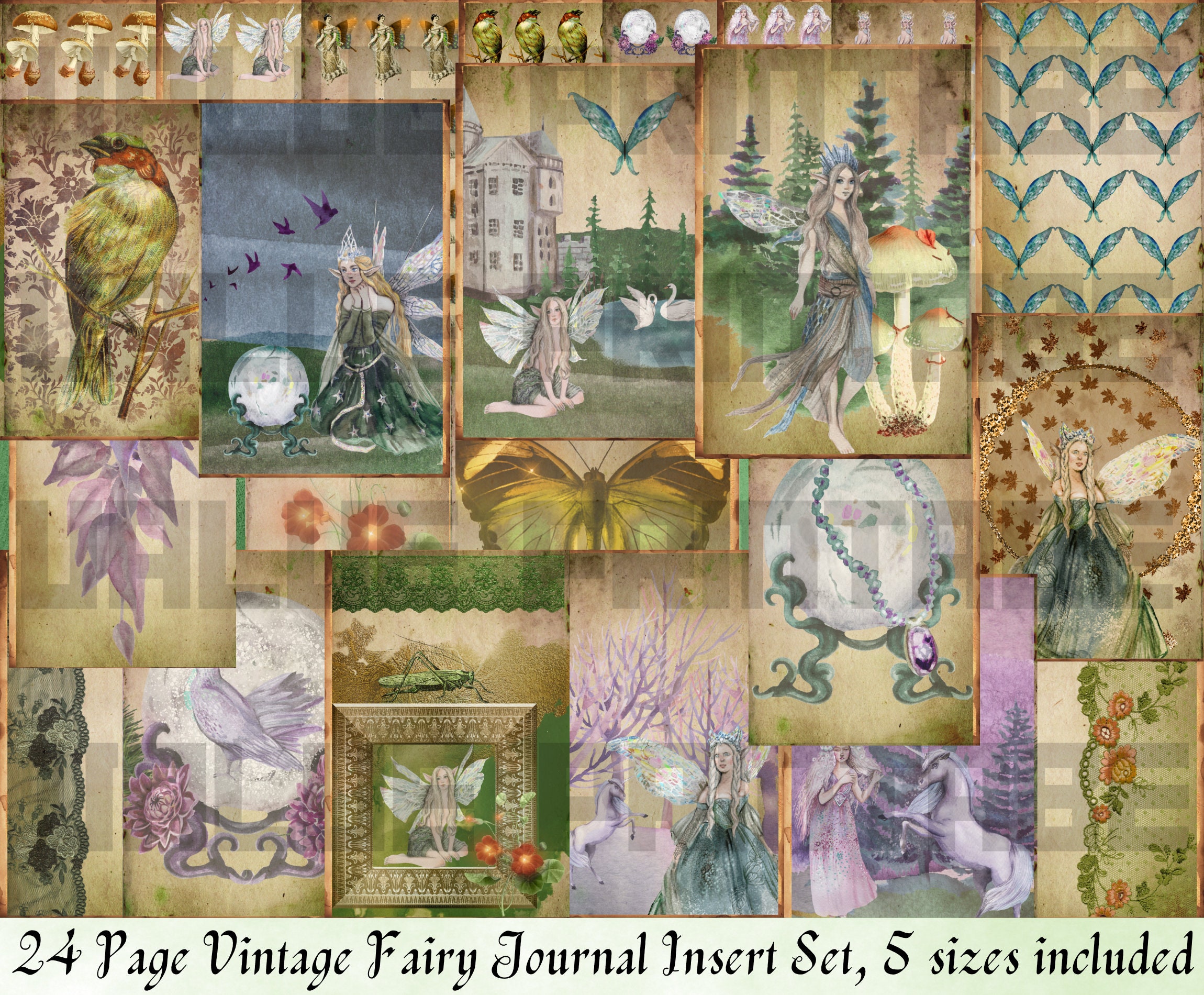 Vintage Woodland Fairy Junk Journal Kit: Printable Ephemera (digital ...