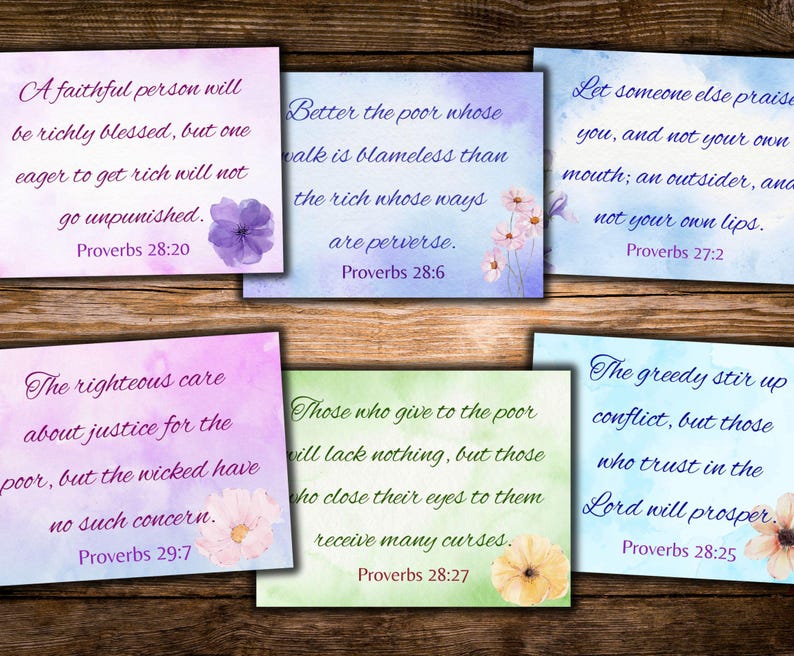 Watercolor Proverbs Scripture Cards: Christian Ephemera (digital ...
