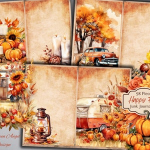 Kit de journal indésirable pour Thanksgiving d'automne - Pages imprimables d'automne - Éphémères - ATC - Numérique - JPG - Utilisation commerciale physique gratuite