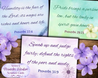 Watercolor Proverbs Scripture Cards: Christian Ephemera (Digital Download)