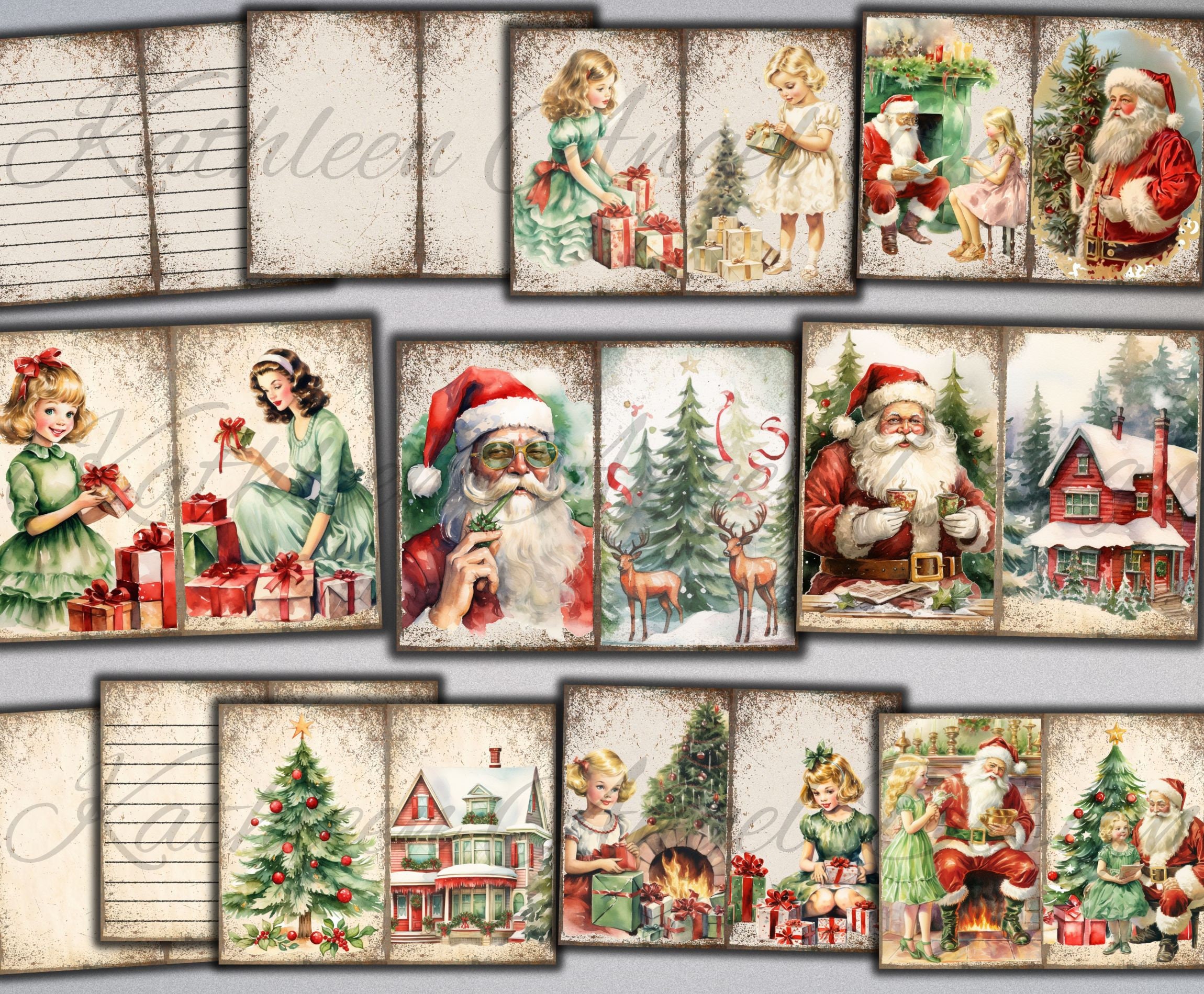 Retro Christmas Junk Journal Kit: Botanical Ephemera (digital Download ...