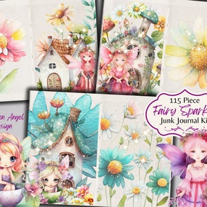 Fairy Sparkle Junk Journal Kit - afdrukbare pagina's - feeën Ephemera - fantasie - digitaal - JPG - gratis fysiek commercieel gebruik