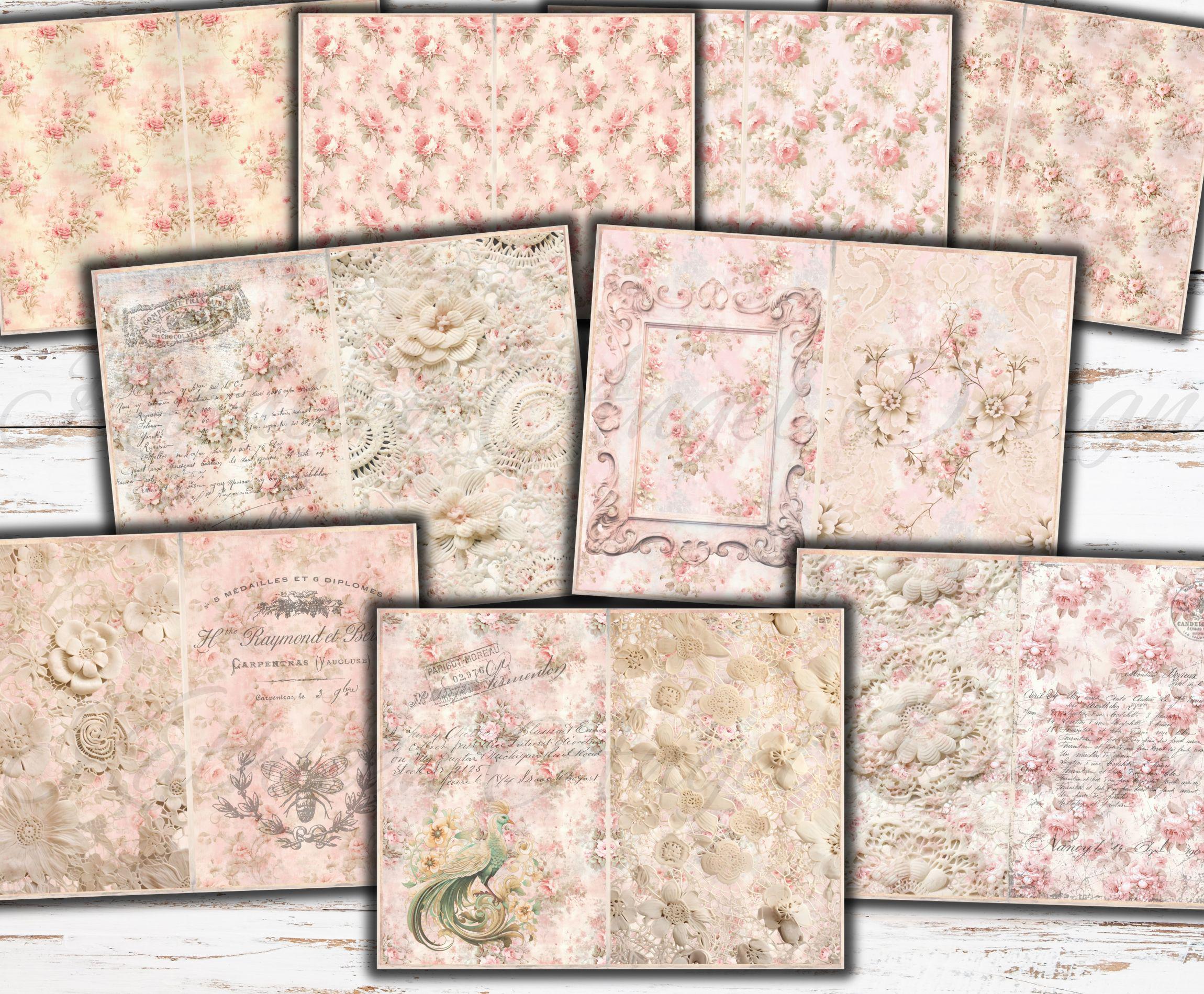 Pink Shabby Chic Junk Journal Kit: Floral Ephemera (printable JPG) - Etsy