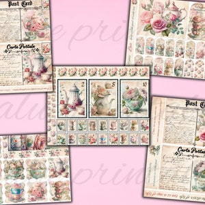 Kit de journal indésirable de 190 pièces pour théière florale shabby chic Journal de thé Pages imprimables fleurs éphémères téléchargement numérique fichiers JPEG image 6