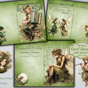 Kit de diário de lixo da Forest Fairyland - Woodland Fairy Printable Ephemera - Digital - ATC - JPG - Uso comercial físico gratuito