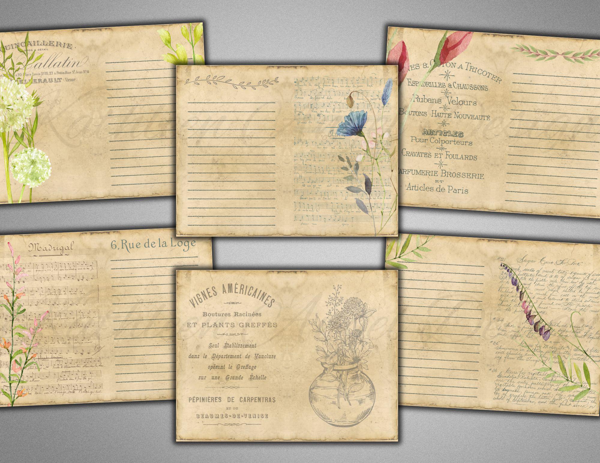 Botanical Vintage Junk Journal Kit: Ephemera & Printable Pages (digital ...