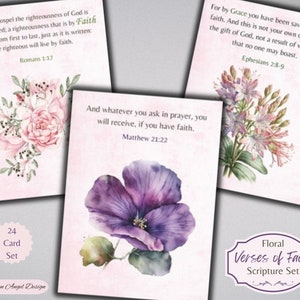 Floral Verses In Faith Series 1 schriftkaartenset - Bijbelkaarten - christelijk-religieus kortstondig - digitaal - gratis fysiek commercieel gebruik