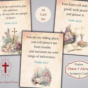 Série 3 de Salmos Cartões de Versículos Bíblicos de Louvor e Adoração - Ephemera Cristã - Cartões ATC - Digital - Uso Comercial Físico Gratuito