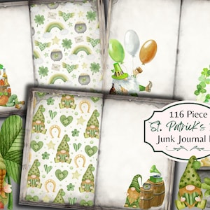 Kit de journal indésirable pour les gnomes de la Saint-Patrick - Pages imprimables de la Saint-Patrick - éphémères verts - numérique - utilisation commerciale physique gratuite
