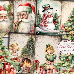 Retro Christmas Junk Journal Kit - Druckbar - Botanische Ephemera - Digitaler Download - ATC - JPG - Kostenlose physische kommerzielle Nutzung