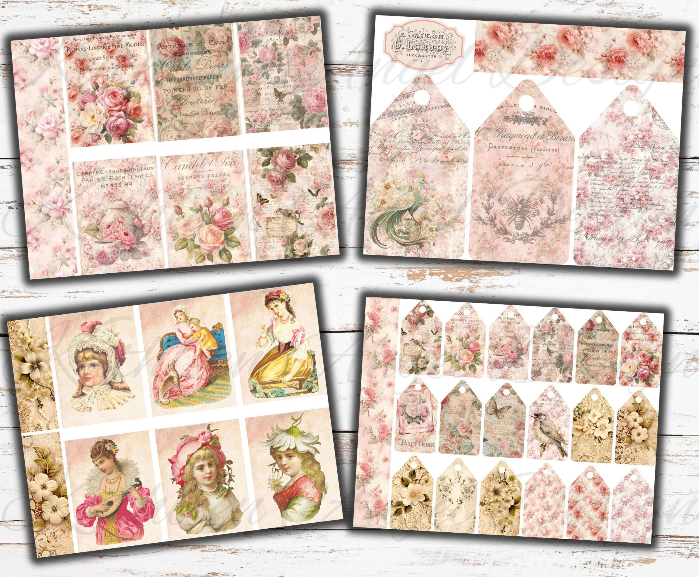 Pink Shabby Chic Junk Journal Kit: Floral Ephemera (printable JPG) - Etsy