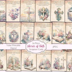 Verses In Faith Series 1 Kaarten met schriftteksten - christelijk-religieuze kortstondige gebeurtenissen - ATC-kaarten - digitale download - gratis fysiek commercieel gebruik