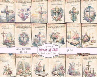 Verses In Faith Series 1 Scripture Verse Cards - Christian Religious Ephemera - ATC Cards - Digital Download - Free Physical Commercial Use