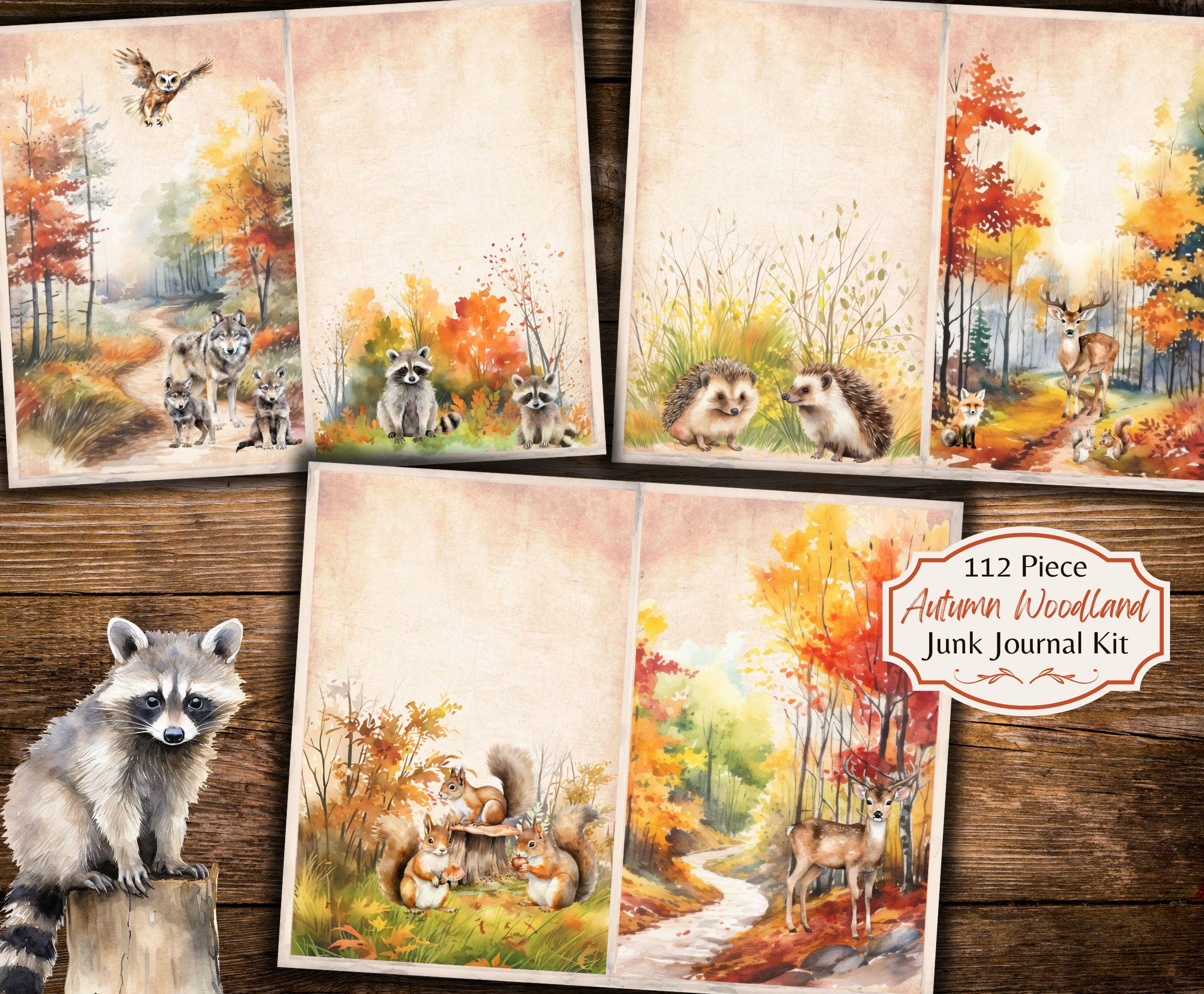 Autumn Woodland Fall Forest Animals Junk Journal Kit - Printable Ephemera - ATC - Printable - JPEG - Free Physical Commercial Use