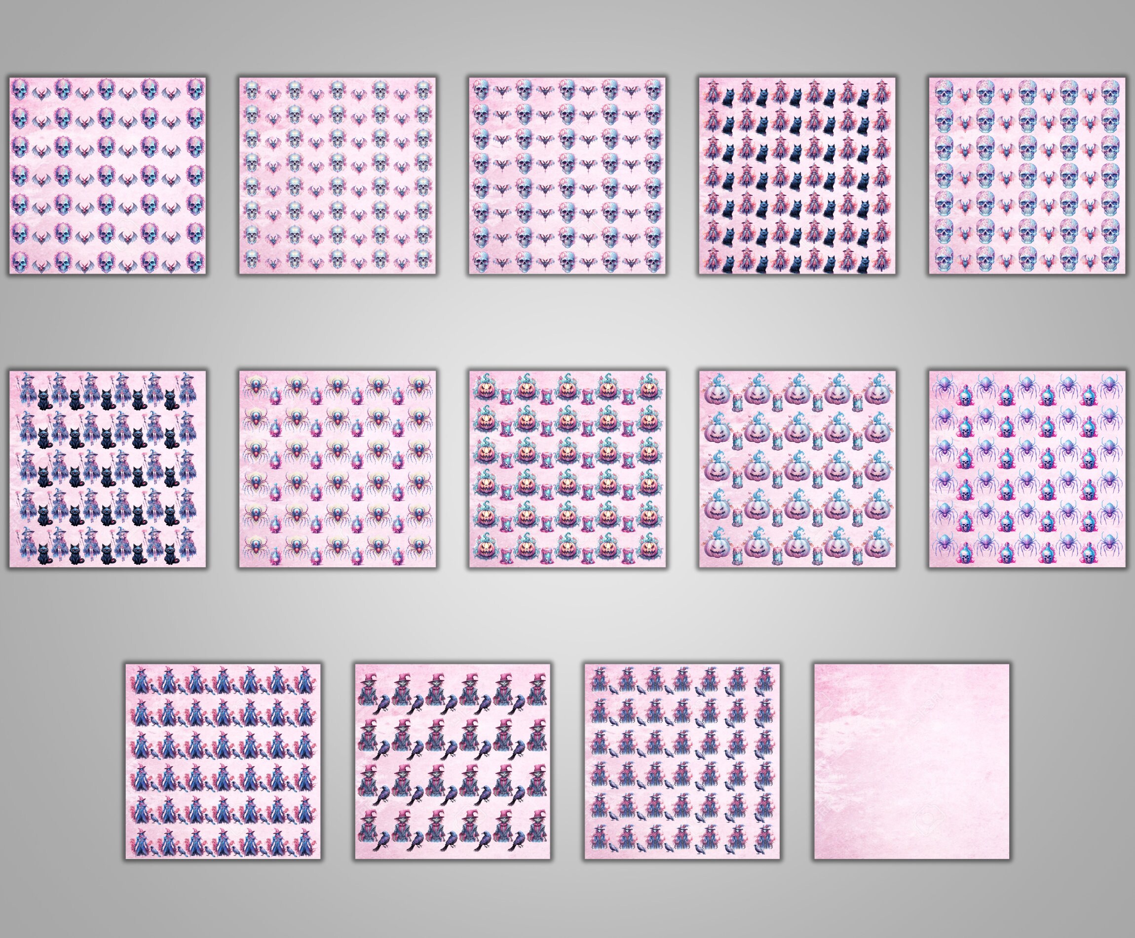 Pink Halloween Digital Paper Pack: Seamless Scrapbook Pages (JPG) - Etsy