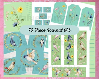 Watercolor Floral Bird Junk Journal Kit: Printable Ephemera (Digital Download)