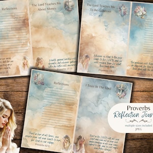 Proverbs Reflection Prayer Journal - Printable Digital Paper - Christian Womens Journal - Religious Gift - Free Physical Commercial Use