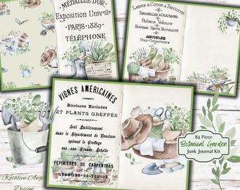 Vintage Botanical Garden Junk Journal Kit: Printable Ephemera (Digital Download)