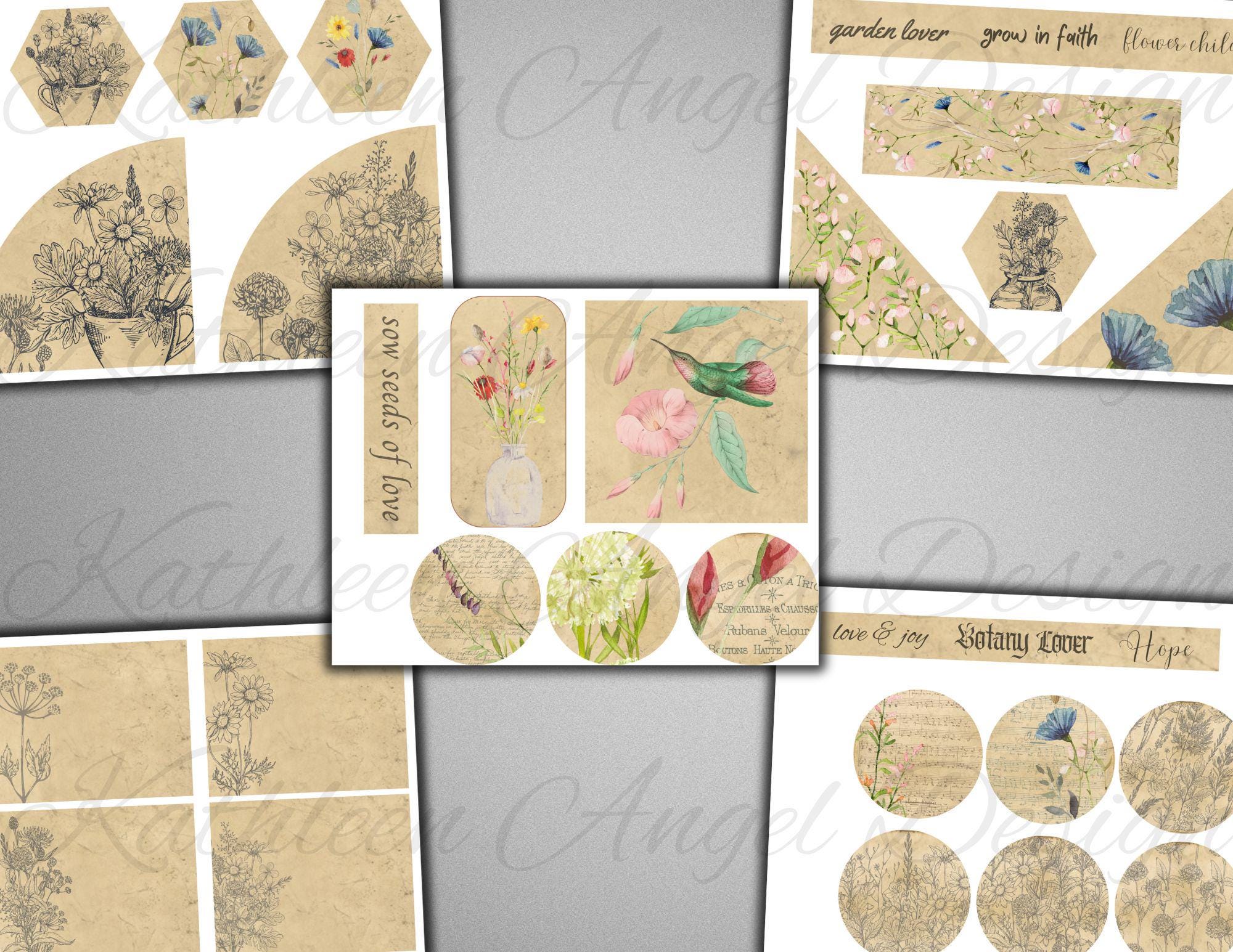 Botanical Vintage Junk Journal Kit: Ephemera & Printable Pages (digital ...