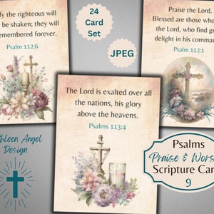 Les Psaumes série 9 louanges et louanges Écriture sainte carte versets - éphémères chrétiens - cartes ATC - numérique - utilisation commerciale physique gratuite