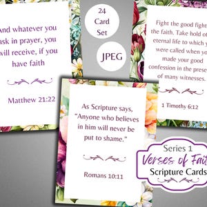 Verse im Glauben Blumenrand Schrift Vers Karten Serie 1 - Christliche religiöse Ephemera - ATC - Digital - Kostenlose physische kommerzielle Nutzung