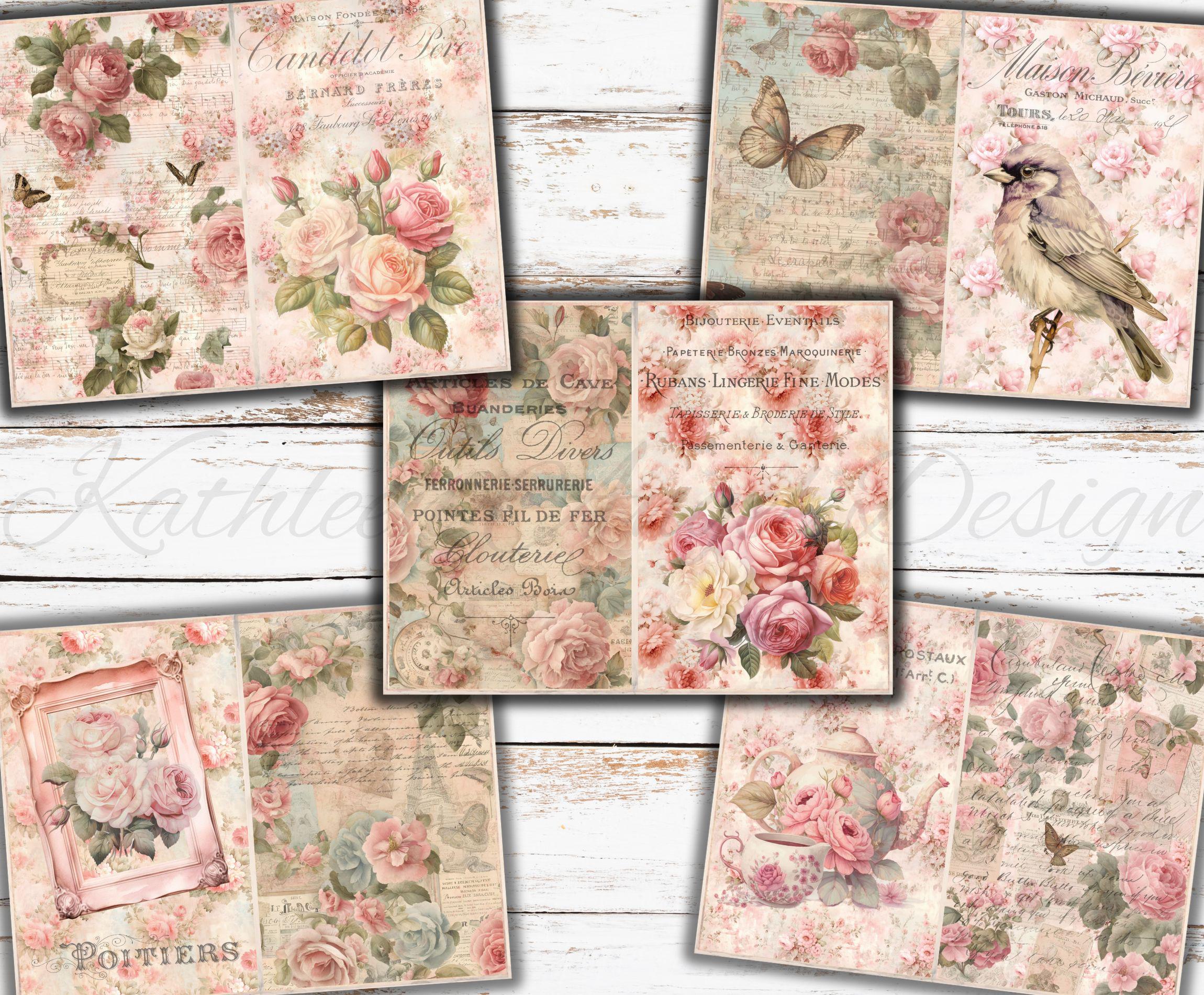 Pink Shabby Chic Junk Journal Kit: Floral Ephemera (printable JPG) - Etsy