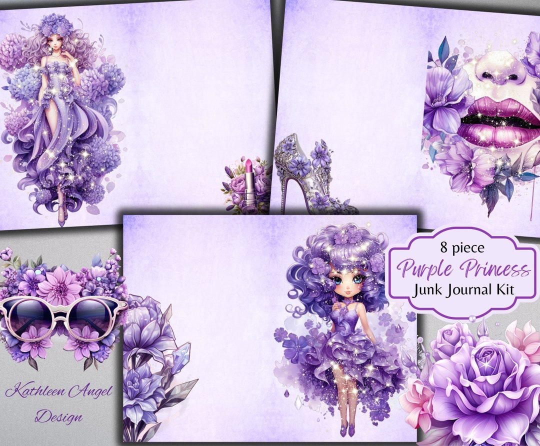 Purple Princess Junk Journal Kit: Lavender Floral Ephemera (digital ...