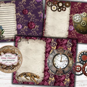 Vintage Steampunk Junk Journal Kit - Afdrukbare pagina's - Ephemera - Digitaal - ATC-kaarten - JPEG-bestand - Gratis fysiek commercieel gebruik