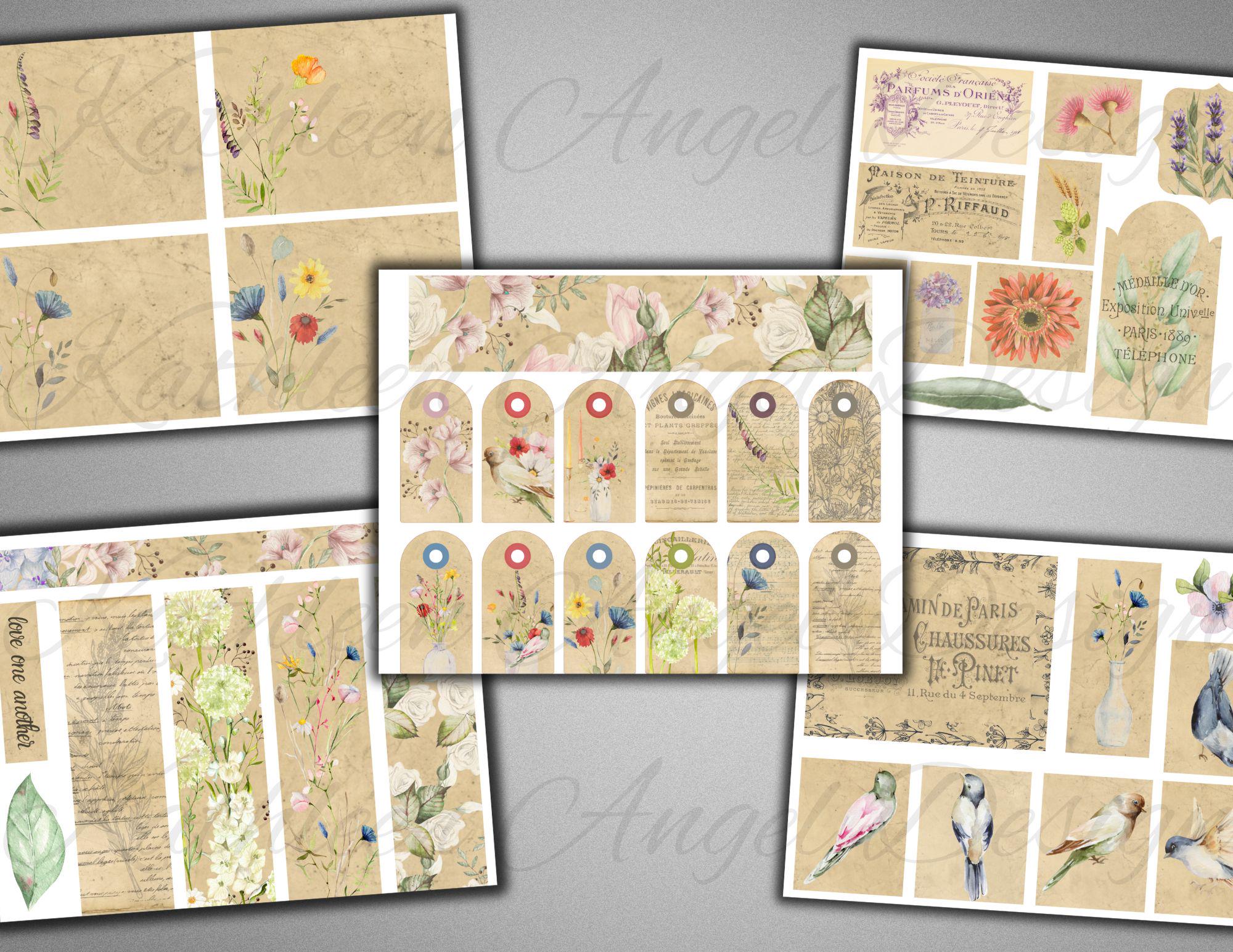 Botanical Vintage Junk Journal Kit: Ephemera & Printable Pages (digital ...