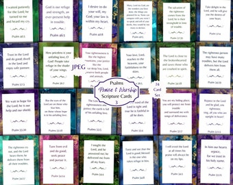 Psalms Praise and Worship Series 3 Border Scripture Card Set - 24 Piece Verse Cards - Christian Ephemera - ATC Cards - Digital Download
