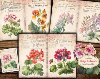 Vintage Botanical Junk Journal Kit: Antique Ephemera (Digital Download)