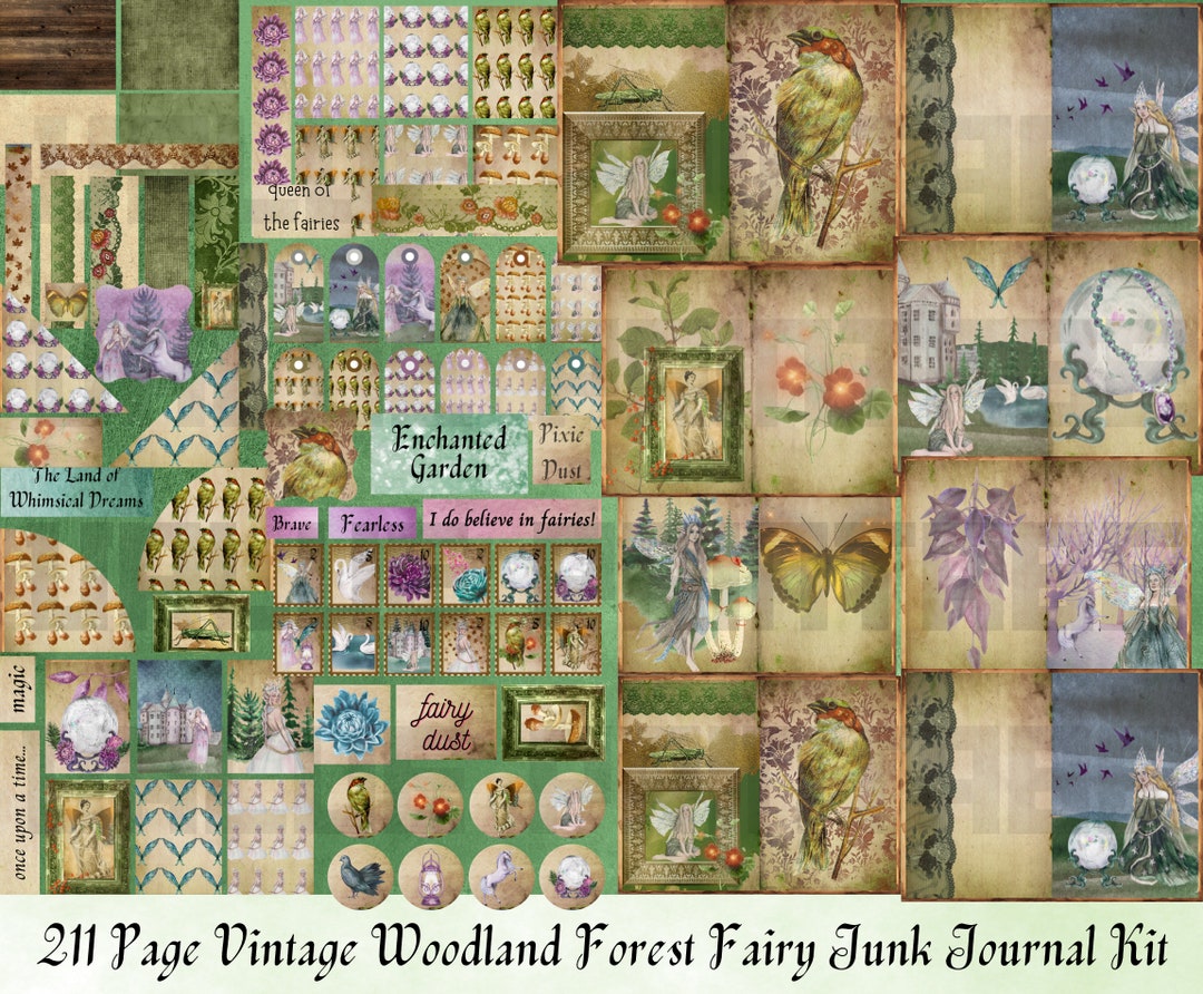 Vintage Woodland Fairy Junk Journal Kit: Printable Ephemera (digital ...