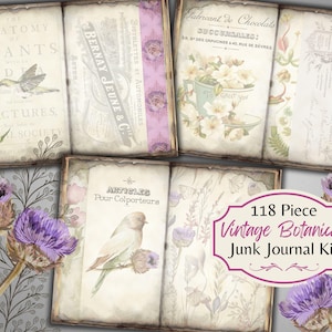 Kit de journal vintage botanique floral antique indésirable - imprimable - éphémères botaniques - numérique - embellissement - utilisation commerciale physique gratuite
