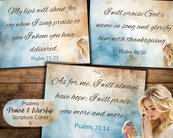 Psalms Scripture Verse Cards: Praise & Worship Ephemera (Digital Download)