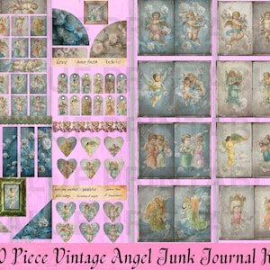 Vintage Angel Junk Journal Kit - Afdrukbare papieren - Journal Ephemera - Digitale download - ATC-kaarten - PDF - Gratis fysiek commercieel gebruik