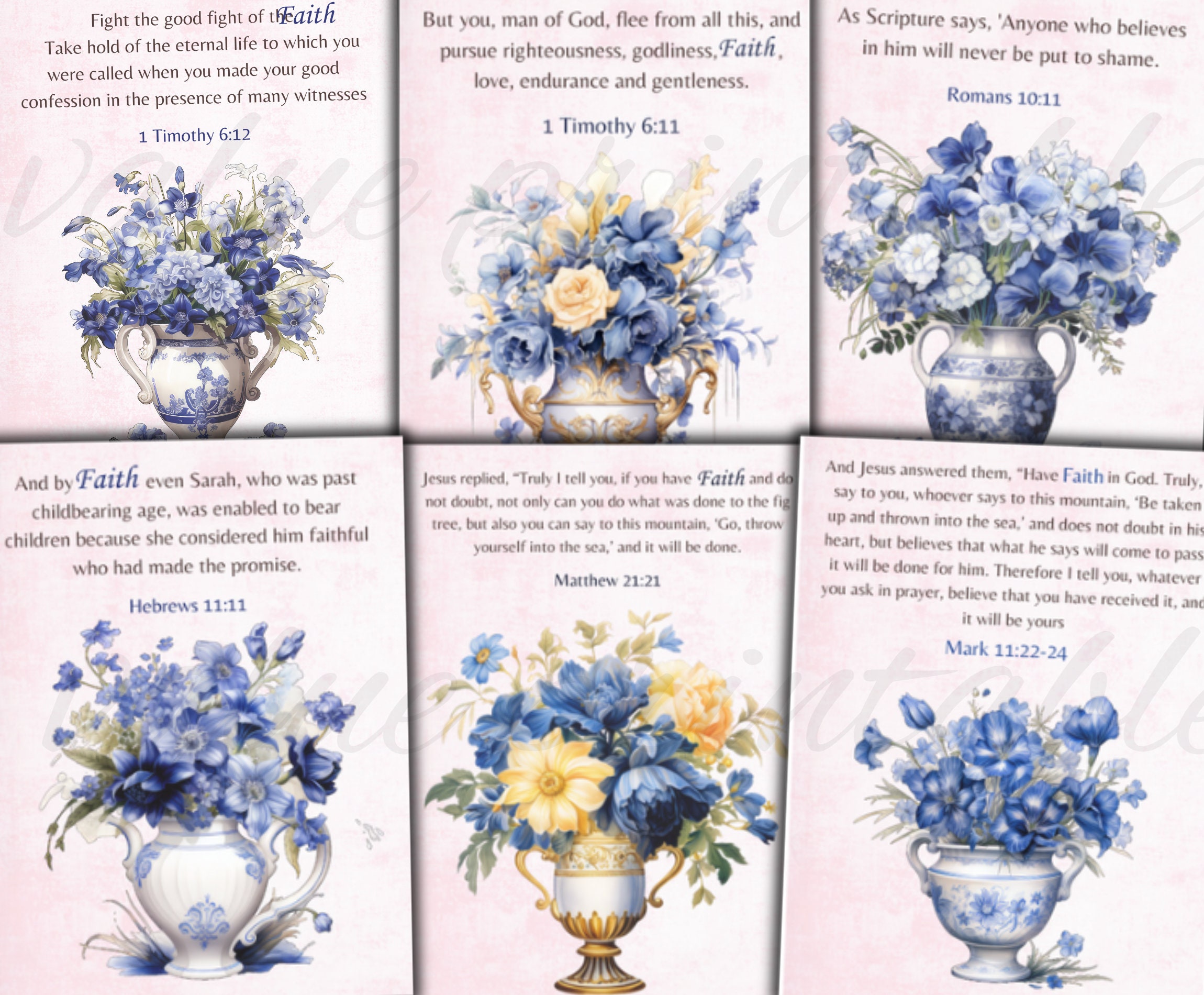 Scripture Card Set Floral Scripture Card Set: Verses of Faith (digital Download) - Etsy