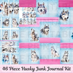 Kit Husky Junk Journal - Pagine stampabili per cani - Effimere animali - Schede ATC per cuccioli - Download digitale - PDF - Uso commerciale gratuito